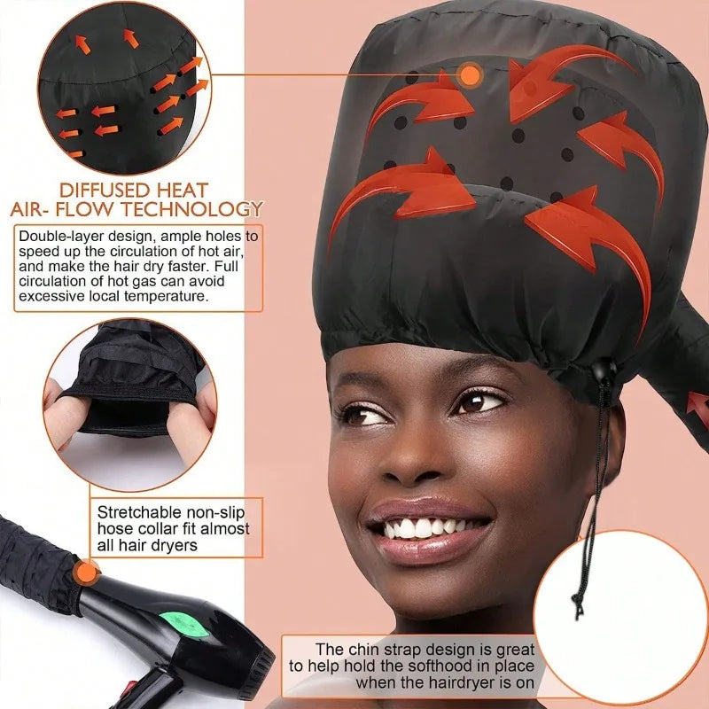 1pc Hair Dryer Bonnet A Headband Integrated That Reduces Heat Around Ears & Neck - Hair Dryer Hooded Diffuser Cap For Curly