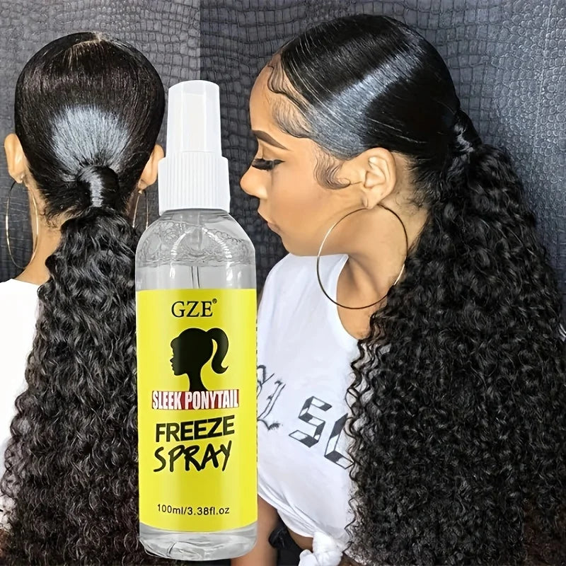 GZE Sleek Ponytail Freeze Spray - Long Lasting Hold, Frizz Control, and Shine - Non-Sticky Formula for Professional Looking
