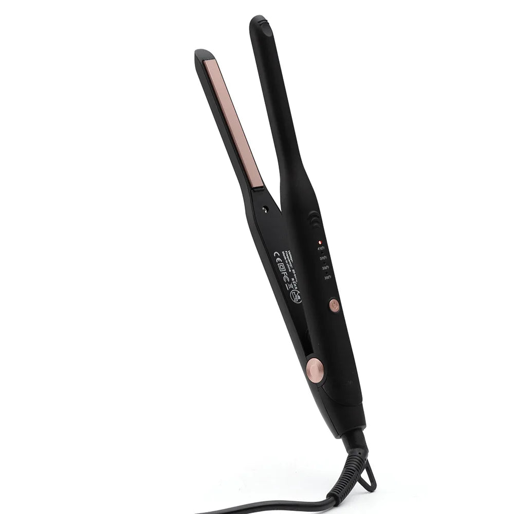 Pencil Flat Iron 3/10" Small Iron for Short Hair Pixie Cut and Bangs Tiny Beard Straightener with Dual Voltage Mini Hair Edges