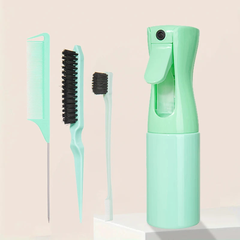 4-Piece Hair Styling Comb Set - Includes Rat Tail  Edge Brush & Smooth Black Brush Barber Styling Tools for All Hair Types