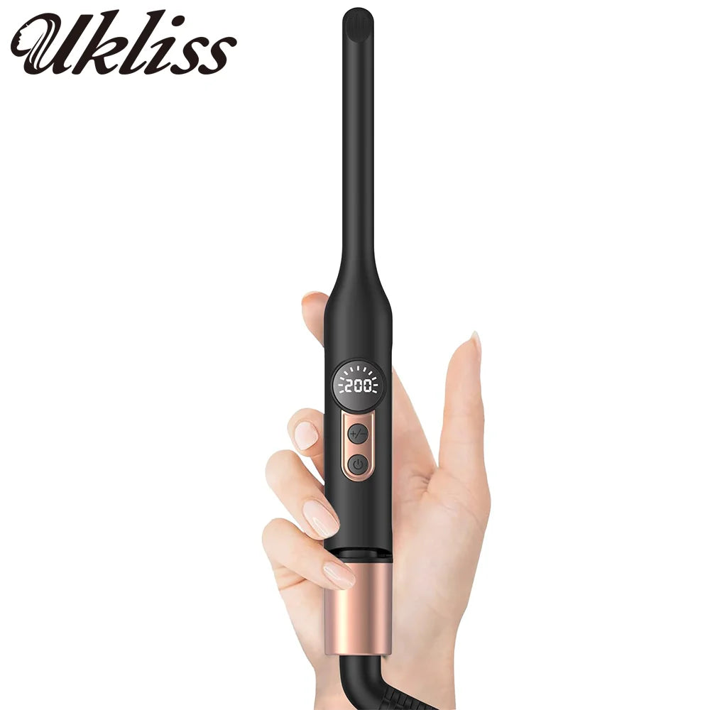 Mini Flat Iron Hair Straightener 1/3 Inch Pencil Flat Iron for Women Portable Travel Straightener and Curler 2 in 1