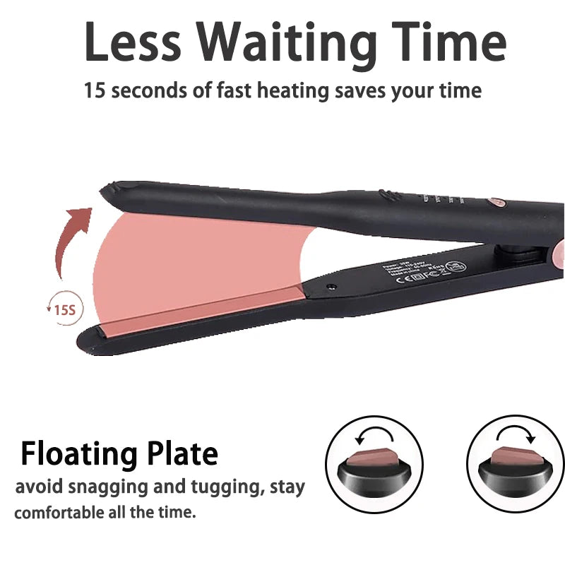 Pencil Flat Iron 3/10" Small Iron for Short Hair Pixie Cut and Bangs Tiny Beard Straightener with Dual Voltage Mini Hair Edges