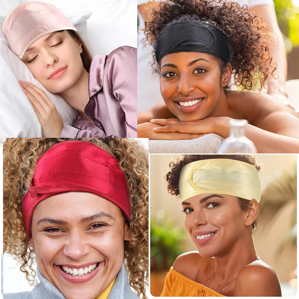 Satin Hair Wrap Scarf Satin Headband for Black Women's Hair Adjustable Silk Hair Wraps for Sleeping Nonslip Strips 