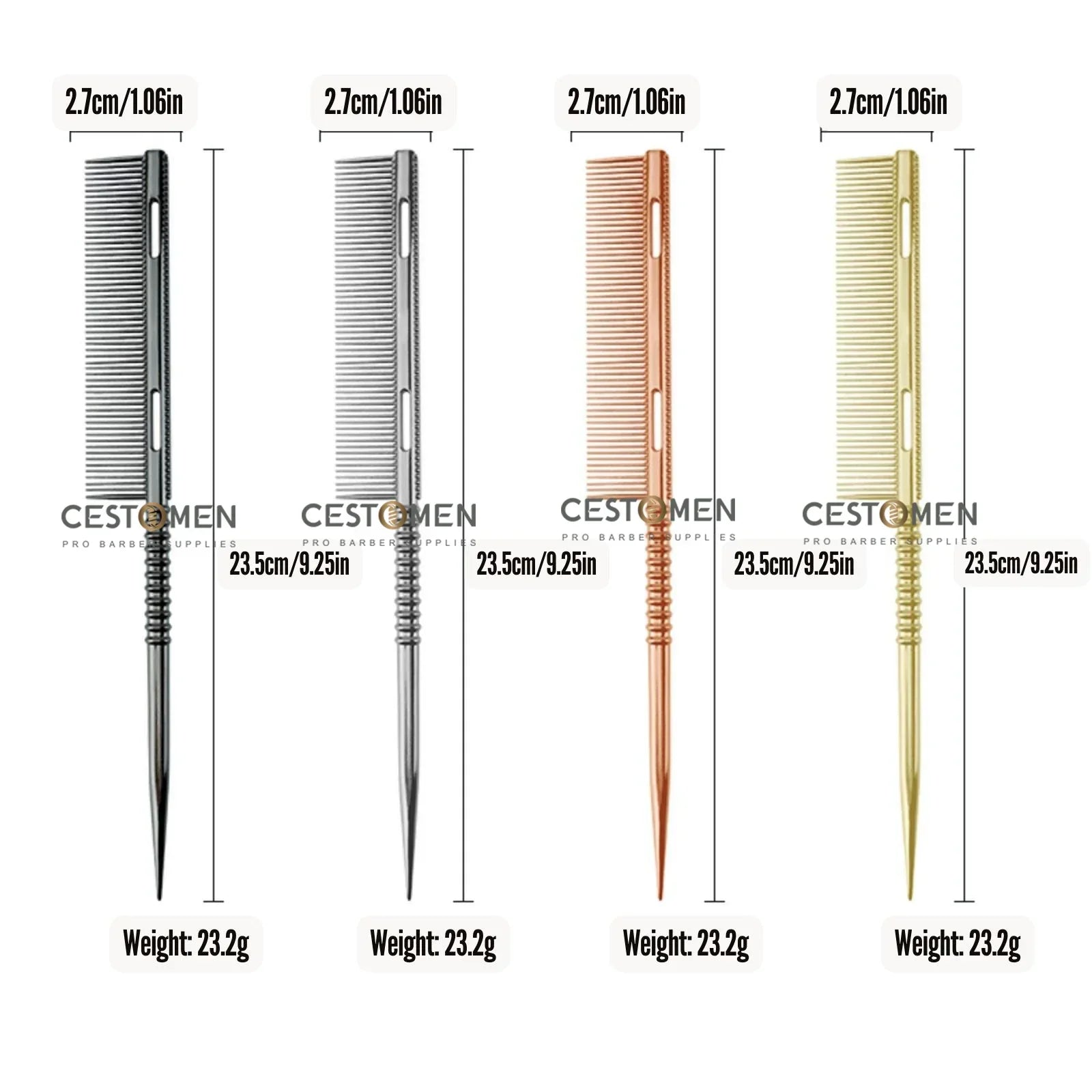 New Design Rat Tail Aluminium Styling Comb Professional Barber Heat Resistant Men Hair Combs Salon Hairdresser Tools For Women