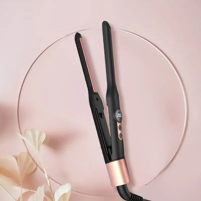 Mini Flat Iron Hair Straightener 1/3 Inch Pencil Flat Iron for Women Portable Travel Straightener and Curler 2 in 1