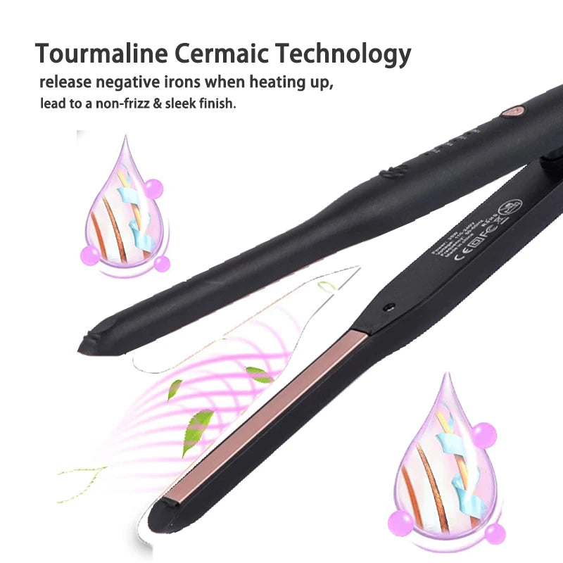 Pencil Flat Iron 3/10" Small Iron for Short Hair Pixie Cut and Bangs Tiny Beard Straightener with Dual Voltage Mini Hair Edges