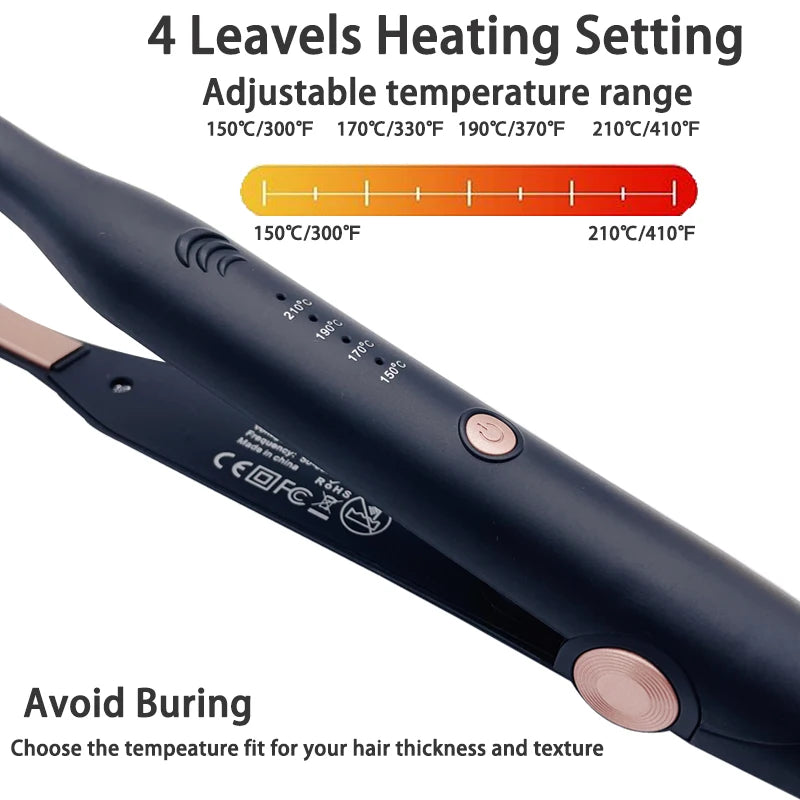 Pencil Flat Iron 3/10" Small Iron for Short Hair Pixie Cut and Bangs Tiny Beard Straightener with Dual Voltage Mini Hair Edges